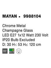 Nova Luce NOVA LUCE závesné svietidlo MAYAN chrómovaný kov šampaň sklo E27 1x12W 230V IP20 bez žiarovky 9988104