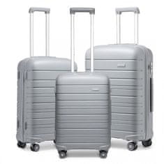 KONO Strieborná sada 3 prémiových kufrov "Lines" s TSA zámkom - veľ. M, L, XL