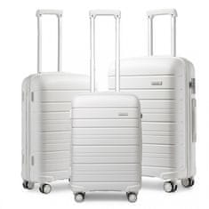 KONO Biela sada 3 prémiových kufrov "Lines" s TSA zámkom - veľ. M, L, XL