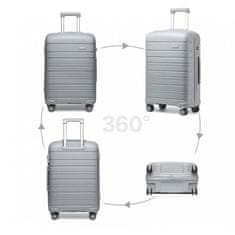 KONO Strieborná sada 3 prémiových kufrov "Lines" s TSA zámkom - veľ. M, L, XL