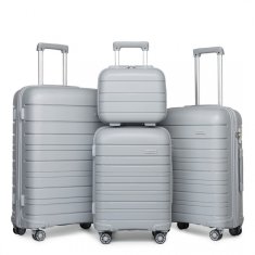 KONO Strieborná sada 4 prémiových kufrov "Lines" s TSA zámkom - veľ. S, M, L, XL