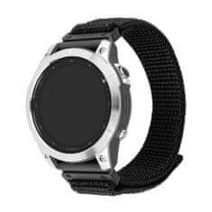 FIXED Nylonový řemínek Nylon Sporty Strap pro Garmin QuickFit 22mm, černý (FIXNST2-QF22MM-BK)