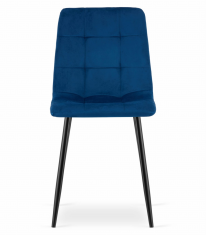 Výpredaj obliečok Modrá zamatová stolička KARA s čiernymi nohami