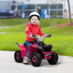 HOMCOM Elektrická Detská Štvorkolka, Mini Elektrická Štvorkolka S Funkciou Dopredu A Dozadu, 6 V Elektrické Autíčko Pre Deti 1,5-3 Roky, 2,5 Km/H, Ružová 