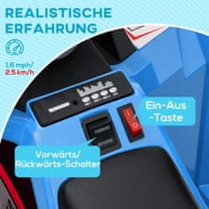 HOMCOM Elektrická Detská Štvorkolka, Mini Elektrická Štvorkolka S Funkciou Dopredu A Dozadu, 6 V Elektrické Autíčko Pre Deti 1,5-3 Roky, 2,5 Km/H, Modrá 