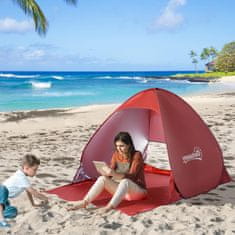 OUTSUNNY Beach Shelter Rýchla Montáž Plážový Stan Pop Up Tent, Automatic, Polyester, Red, 200X150X119Cm 