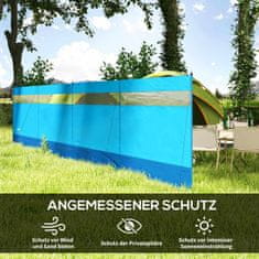 OUTSUNNY Camping Windbreak 4-Panelový Ochranný Štít S Pozorovacím Oknom Prenosná Taška Na Plážové Kempovanie 725 X 140 Cm Modrá 