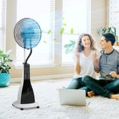 HOMCOM Stojanový Ventilátor Na Vodu 90W Hmlové Valčeky 3L Nádrž 3-Stupňové Diaľkové Ovládanie Oscilačné Čierne 