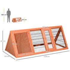 PAWHUT Búdka Pre Malé Zvieratká Búdka Pre Morčatá 118 X 50 X 45 Cm Trojuholníkový S Vonkajším Výbehom Oranžová 