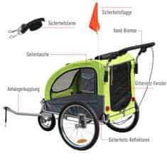 PAWHUT Dog Trailer Jogger Príves Na Bicykel Pre Psov, Large & Stable, With Safety Flag, Green+Gray, 155X83X108Cm 