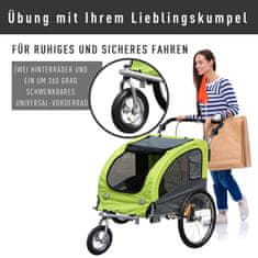 PAWHUT Dog Trailer Jogger Príves Na Bicykel Pre Psov, Large & Stable, With Safety Flag, Green+Gray, 155X83X108Cm 