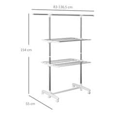 HOMCOM Postranné Krídla Vežovej Sušičky Bielizne Sklopné Na 2 Úrovniach (2 Úrovne) 