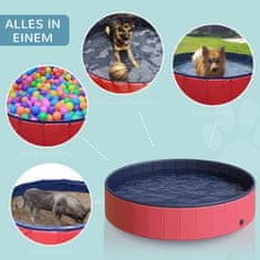 PAWHUT Dog Pool Xxl Detské Bazénik Bazén Plast + Drevo Modrá Ø160Xv30Cm Summer Joy 