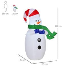 HOMCOM Led Motív Figúrky Vianočný Santa Claus Snehuliak Nafukovacia Vianočná Dekorácia Osvetlená Záhrada, D 55 X Š 45 X V 120 Cm, Ip 44, Teplá Biela 