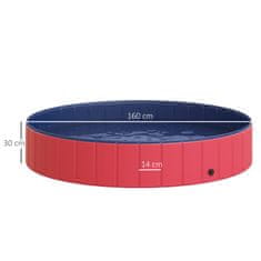 PAWHUT Dog Pool Xxl Detské Bazénik Bazén Plast + Drevo Modrá Ø160Xv30Cm Summer Joy 