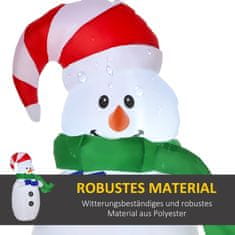 HOMCOM Led Motív Figúrky Vianočný Santa Claus Snehuliak Nafukovacia Vianočná Dekorácia Osvetlená Záhrada, D 55 X Š 45 X V 120 Cm, Ip 44, Teplá Biela 