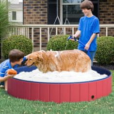 PAWHUT Dog Pool Xxl Detské Bazénik Bazén Plast + Drevo Modrá Ø160Xv30Cm Summer Joy 