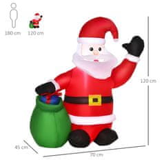 HOMCOM Led Motív Figúrky Vianočný Santa Claus Snehuliak Nafukovacia Vianočná Dekorácia Osvetlená Záhrada, D 70 X Š 45 X V 120 Cm, Ip 44, Teplá Biela 