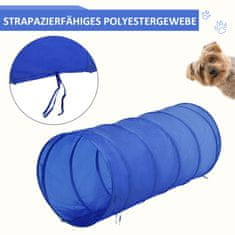 PAWHUT Súprava Na Cvičenie Agility Slalom Prekážka Tunel Športový Tréningový Priestor Pre Psov Pe+Polyester Modrá+Žltá 