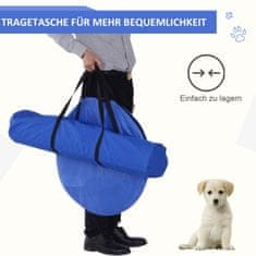 PAWHUT Súprava Na Cvičenie Agility Slalom Prekážka Tunel Športový Tréningový Priestor Pre Psov Pe+Polyester Modrá+Žltá 