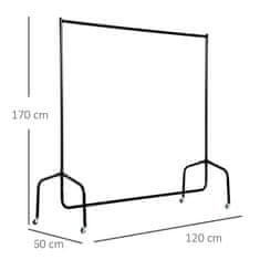 HOMCOM Vešiak Na Šaty, Pojazdný Vešiak S Kolieskami, Vešiak, 120X60X170Cm, Stabilný A Priestorovo Úsporný 