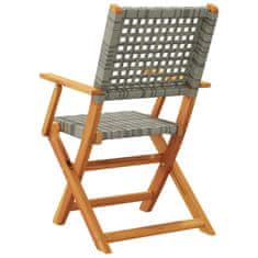 Petromila vidaXL Skladacie záhradné stoličky 8 ks sivé polyratan a masívne drevo