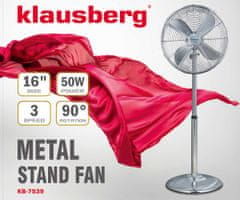 KLAUSBERG Stojaci ventilátor 40 cm 50 W Kovový Klausberg Kb-7539 Silver