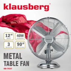 KLAUSBERG Stolný ventilátor Tichý výkonný 3 režimy Chróm 30 cm 40 W