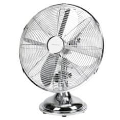 KLAUSBERG Stolný ventilátor Tichý výkonný 3 režimy Chróm 30 cm 40 W