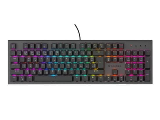 Genesis tichá herná klávesnica THOR 303/RGB/Outemu Peach Silent/Drôtová USB/CZ-SK layout/Čierna