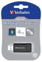 VERBATIM USB Flash Disk Store &#39;n&#39; Go PinStripe USB 4GB, čierny