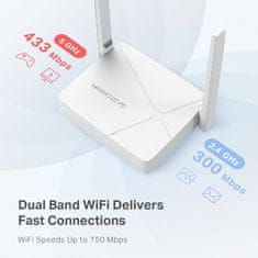 TP-LINK WiFi router MERCUSYS MR20 AC750 dual AP/router, 2x LAN, 1x WAN/300Mbps 2,4/433Mbps 5GHz