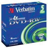 VERBATIM DVD-RW (4x, 4,7 GB), 5ks/pack