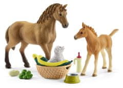 Schleich Horse Club 42432 Set žriebä a Quarter kôň so šteniatkom a doplnky