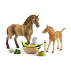 Schleich Horse Club 42432 Set žriebä a Quarter kôň so šteniatkom a doplnky