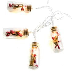 ACA Lightning LED vianočné girlanda - poháre s červenými bobuľami , teplá biela, 2x batéria AA, 160 cm