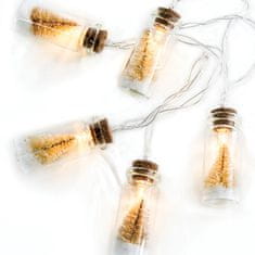 ACA Lightning LED vianočné girlanda - poháre s hnedými stromčeky, teplá biela, 2xAA, 160 cm, IP20