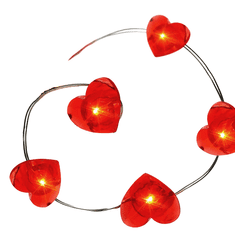ACA Lightning LED vianočné/dekoračné girlanda - srdiečka, červená farba, 200 cm, IP20, 2xAA
