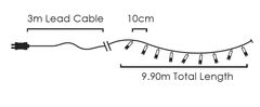 ACA Lightning LED vianočné svetelná reťaz, 3x10m, studená biela, IP44, 100 LED