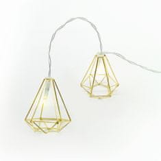 ACA Lightning LED vianočné girlanda - Diamanty zlaté, teplá biela, 3xAA, 160 cm, IP20