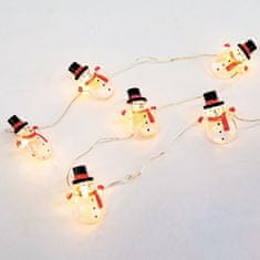 ACA Lightning LED dekoračná girlanda - snehuliaci, teplá biela farba, 2xAA, 170 cm