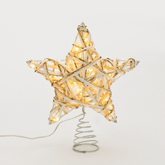 ACA Lightning LED vianočné hviezda, teplá biela, 3xAA, IP20, biela + zlatá farba, ratan