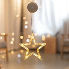 ACA Lightning LED vianočné hviezda do okna, teplá biela farba, IP20, 3xAAA, prísavka