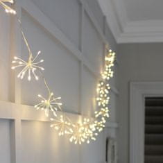 ACA Lightning LED dekoračná strieborná girlanda Starburst, 420 cm, teplá biela farba, 230V