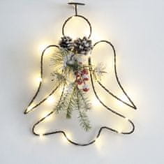 ACA Lightning LED vianočné anjelik do okna s vetvičkou, teplá biela, na batérie AA