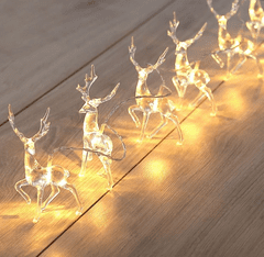 ACA Lightning LED vianočné girlanda - Svietiaci soby, teplá biela, 3xAA, 160 cm