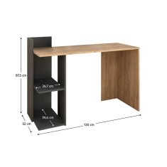 KONDELA PC stôl, dub artisan/grafit, ANDREO NEW