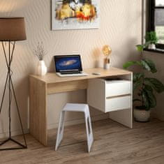 KONDELA PC stôl, dub artisan/biela, TULIO NEW