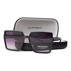 Camerazar Dámske štvorcové polarizačné slnečné okuliare, čierny rám, sivé gradientné šošovky, s pevným puzdrom