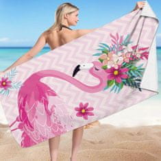 Flor de Cristal Obdĺžniková plážová osuška Flamenco Mystique so vzorom, 150x70 cm, polyester, biela